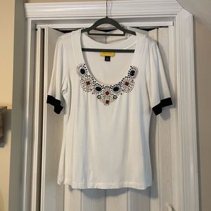 St John White Top With Sequins Like New!